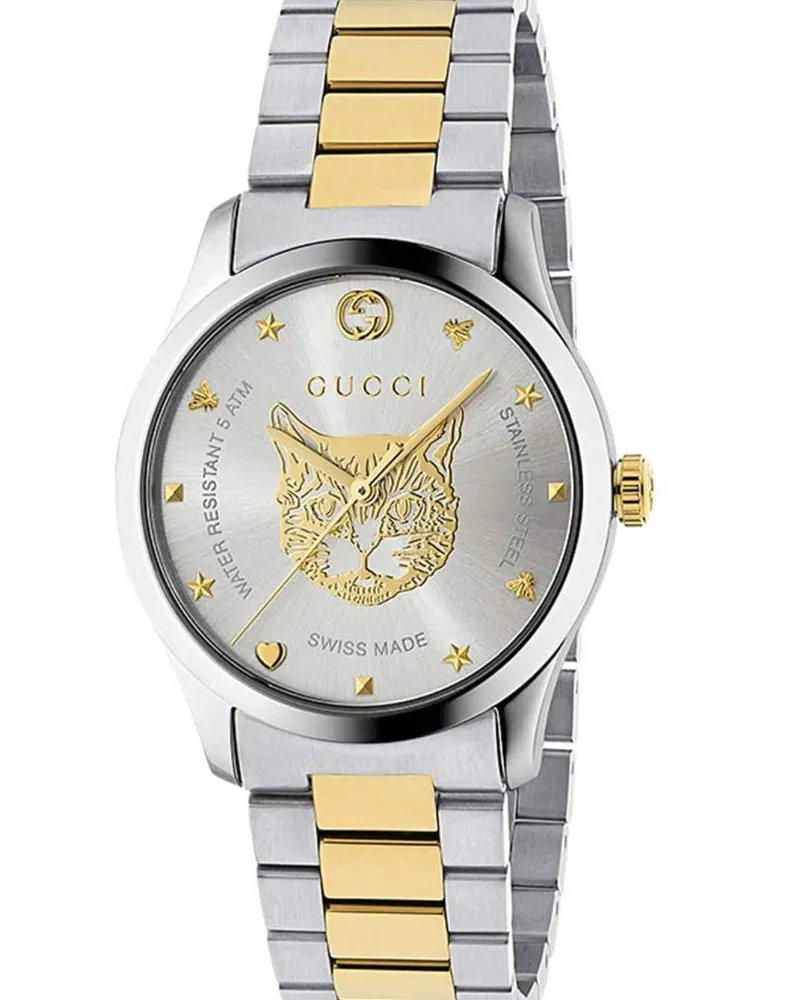 Gucci G-Timeless YA1264074 Unisex-Uhr, zweifarbig - Silber/Gold Silber