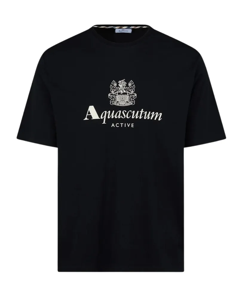 Aquascutum Active T-Shirt mit großem Logo - Schwarz Schwarz