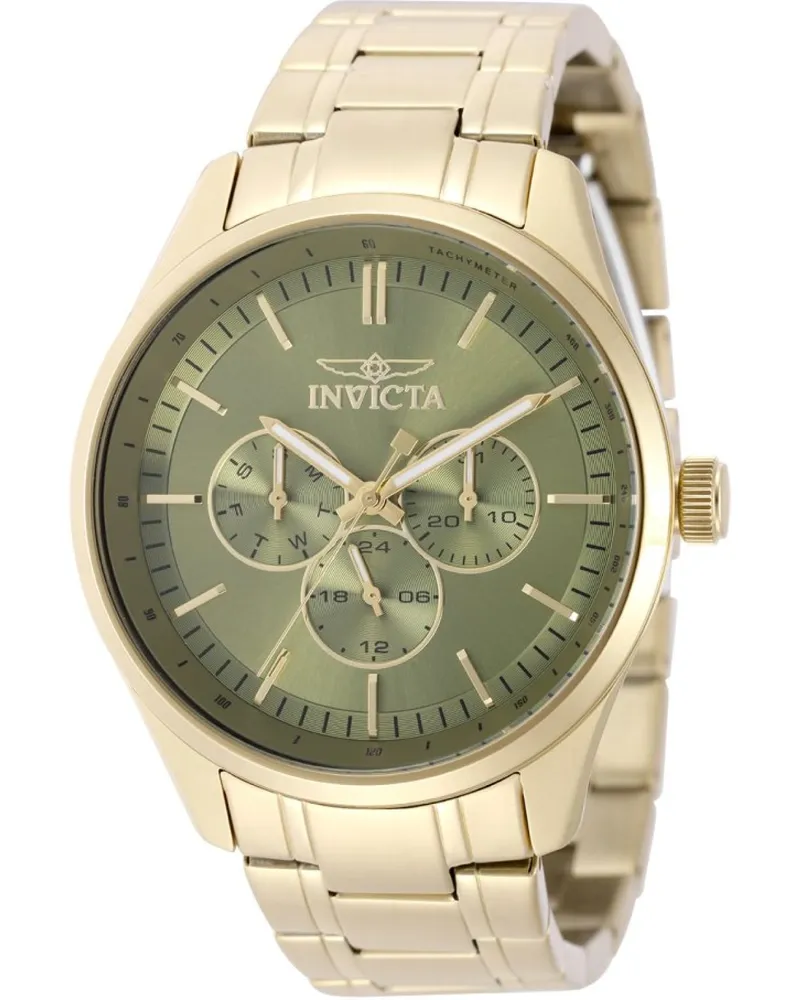 Invicta Specialty 49952 Herrenuhr - Quarzwerk - Edelstahl mit grünem Zifferblatt - 44 mm Gold