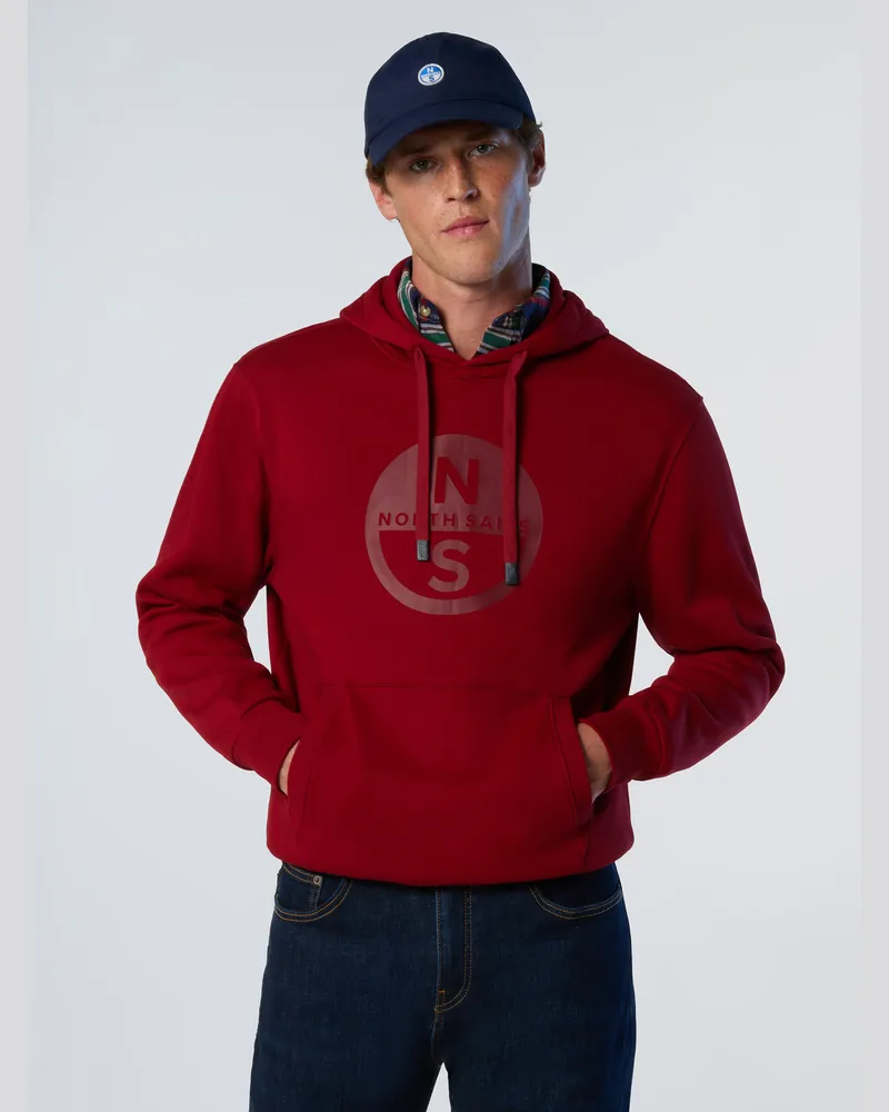 North Sails Kapuzenpullover mit großem Logo-Print - Dunkelrot Dunkelrot