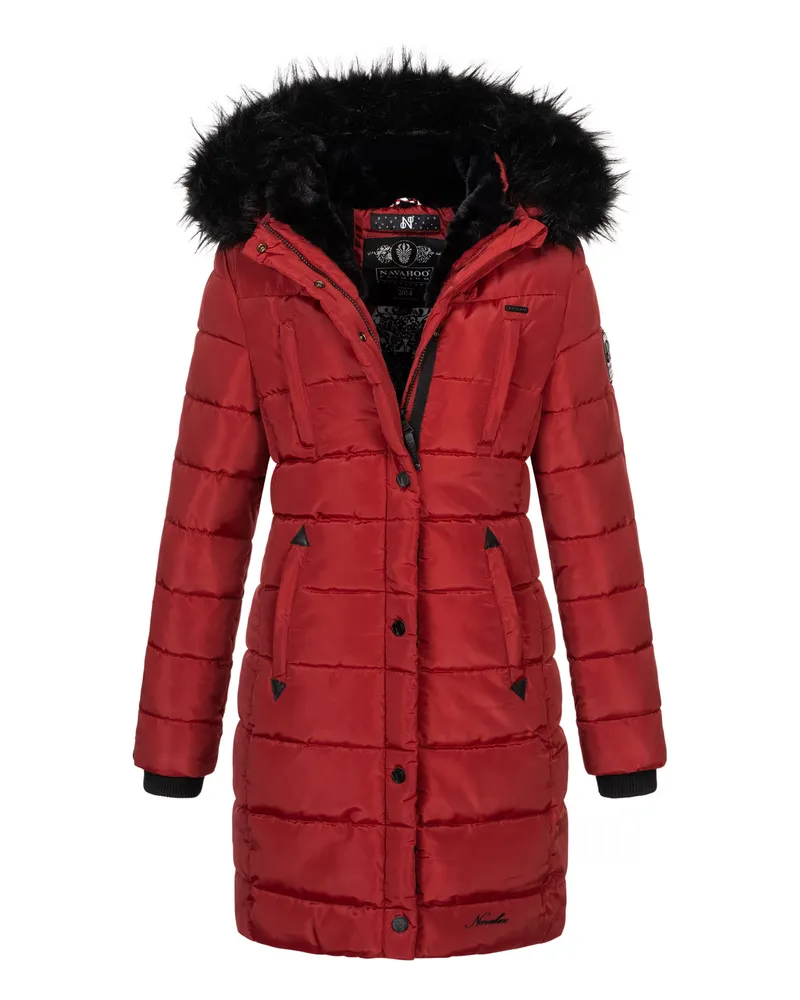 NAVAHOO Damen gesteppte Winterjacke "Lotusblüte Princess", lang und warm - Rot Rot