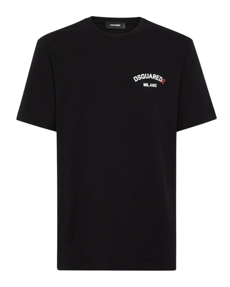 Dsquared2 Regular-Fit T-Shirt mit Gummilogo - Schwarz Schwarz