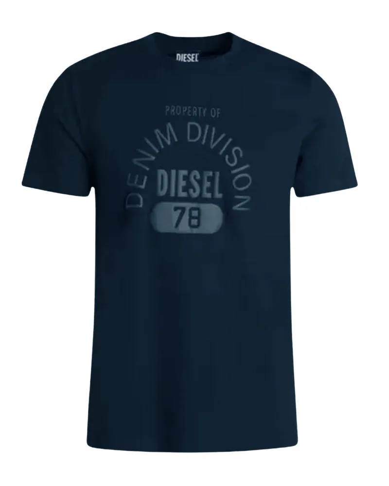 Diesel Property Of Denim Division Logo Marineblaues T-Shirt Blau
