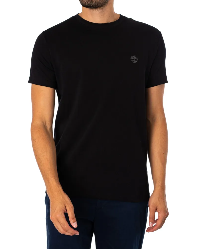 Timberland Slim Fit T-Shirt Mit Gesticktem Logo, Schwarz Schwarz