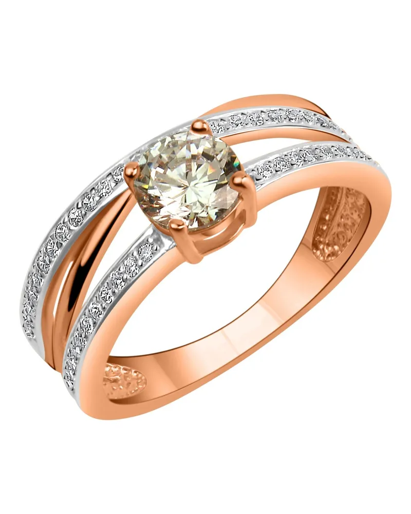 ZEEme Silber Ring 925/- Sterling Silber Rosevergoldet Zirkonia Mehrfarbig
