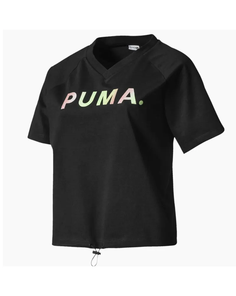 Puma v Hals Damen Tee Grafikmarke T-Shirt Black 595221 01 Schwarz