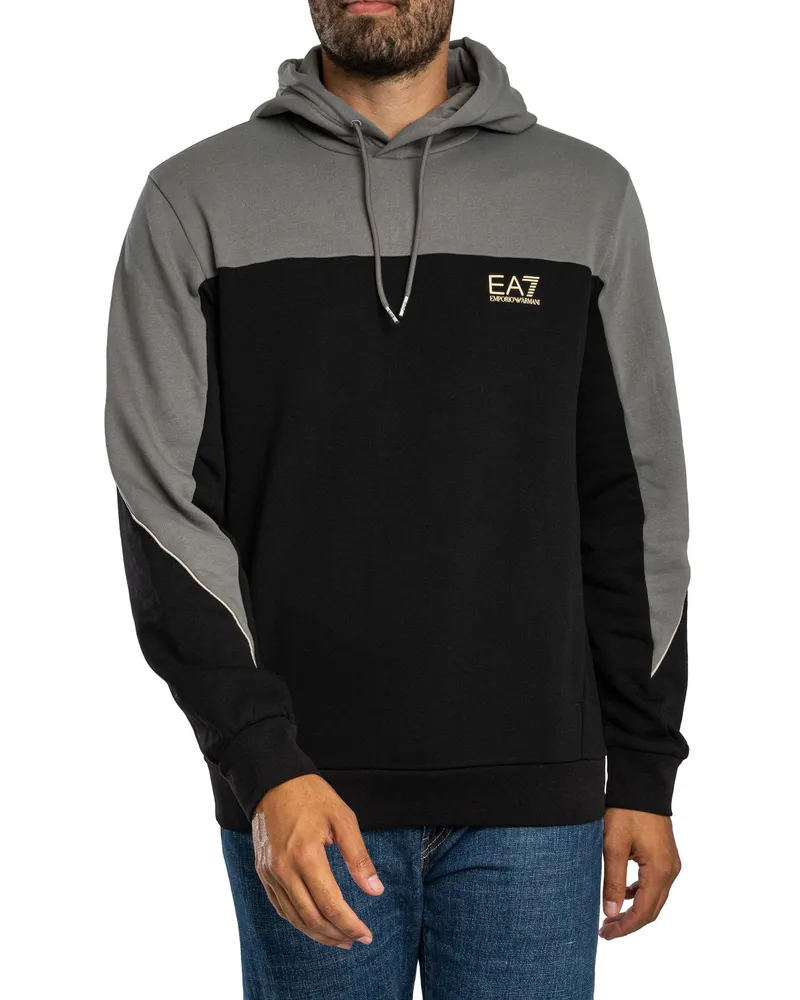 EA7 Zweifarbiger Pullover-Hoodie, Grau Grau