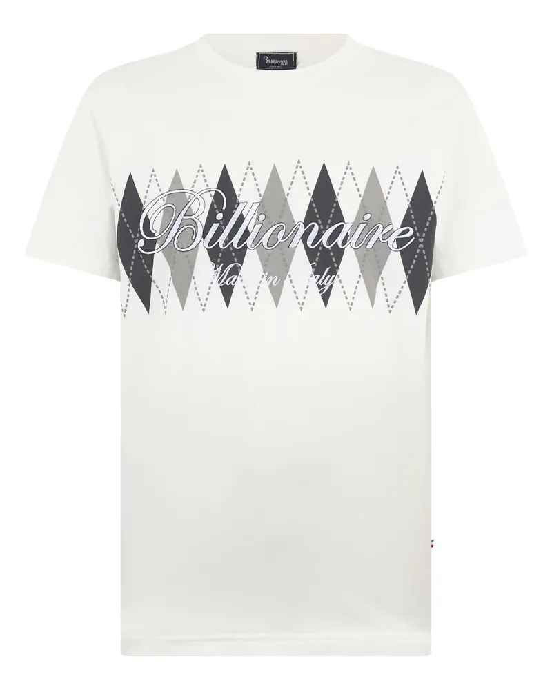 Billionaire Embroidered T-Shirt Round Neck Ss Creme
