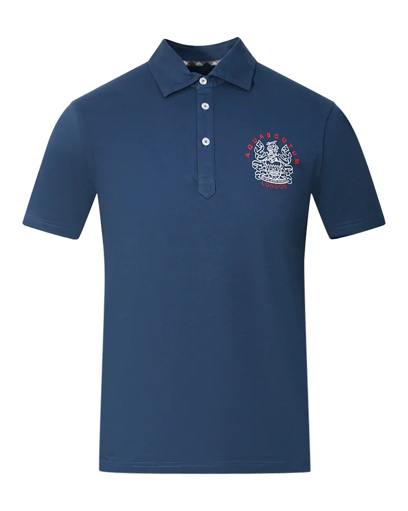 Aquascutum Aldis London Logo Blaues Poloshirt Blau