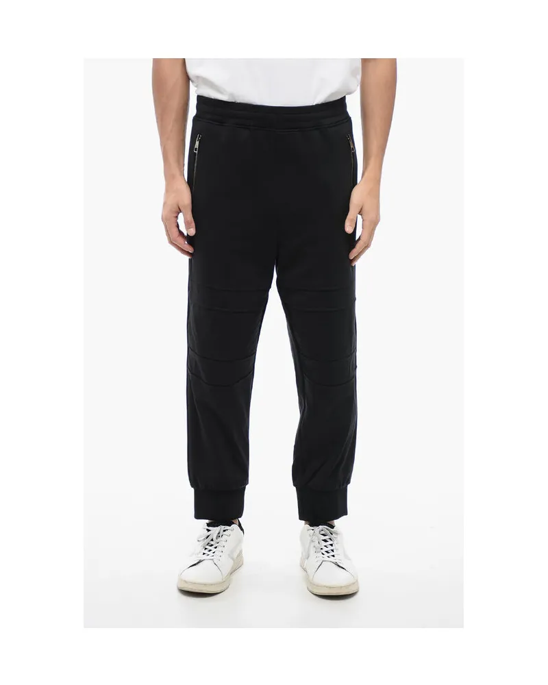 Neil Barrett MODERNIST Biker-Jogginghose aus Baumwollmischung mit Reißverschlusstaschen in Schwarz Schwarz