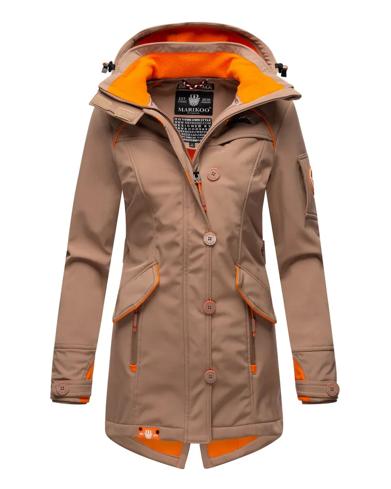 NAVAHOO Marikoo Damen Softshelljacke – Soulinaa, wasserdicht mit abnehmbarer Kapuze Beige