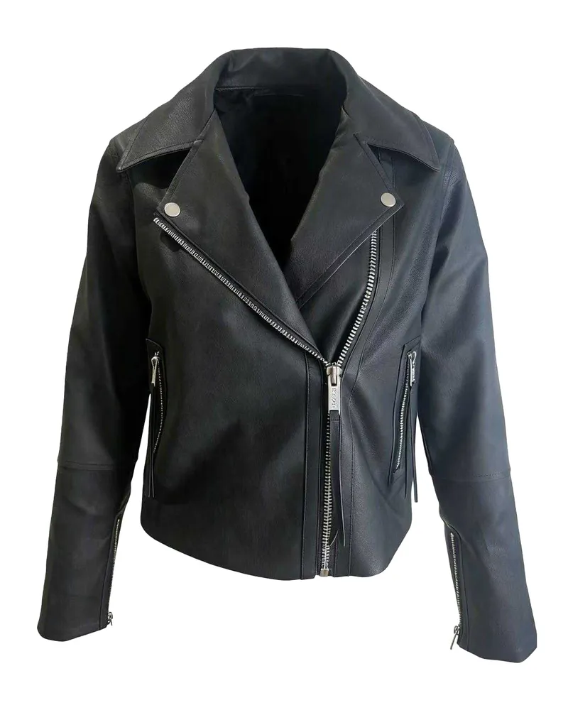 Kangol Bikerjacke für Damen, Regulär (Schwarz Schwarz