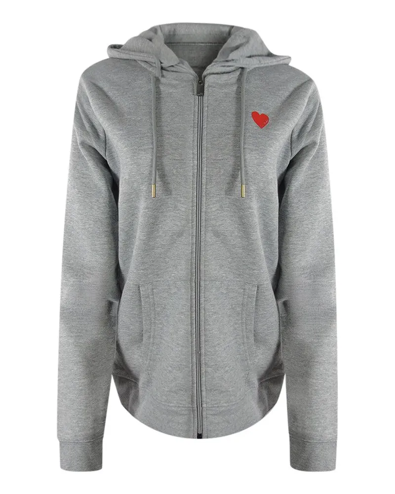 Moschino Hoodie mit durchgehendem Reißverschluss für Damen, Baumwolle (Grau/Rot Grau