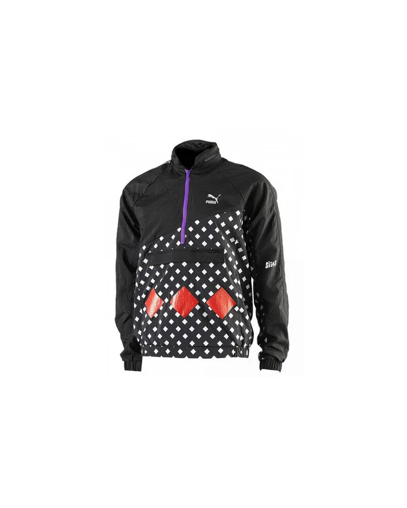 Puma xalifearc Savanah Diamond Print Mens über Tracktop -Jacke 568202 01 A2d ziehen Schwarz