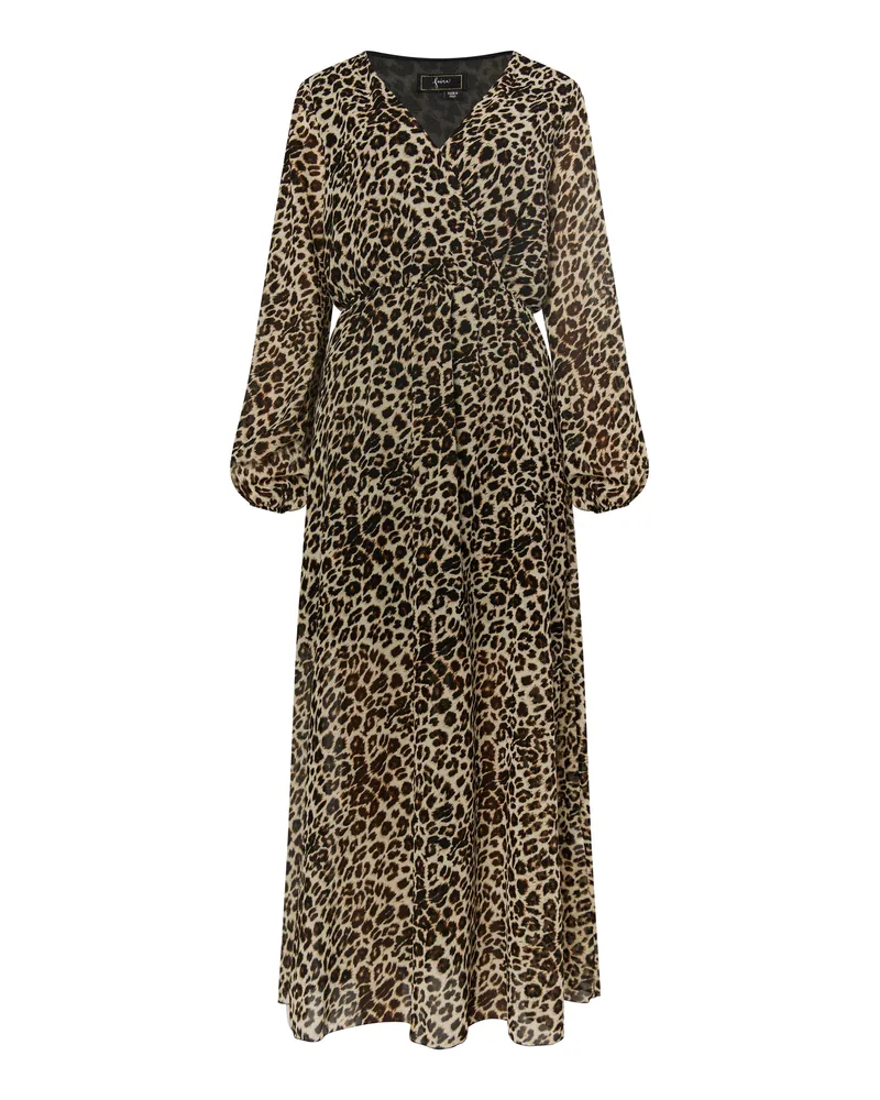 FAINA Maxikleid mit Leoprint Damen Beige Löwe Beige