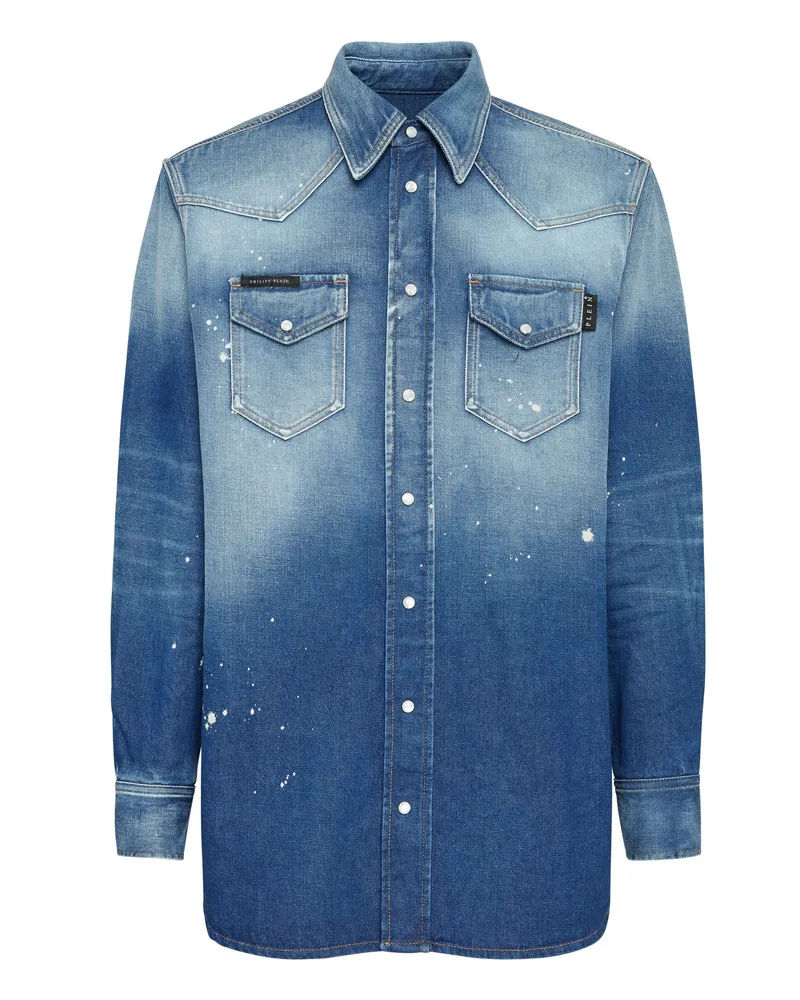 Philipp Plein Denim Shirt Ls Blau