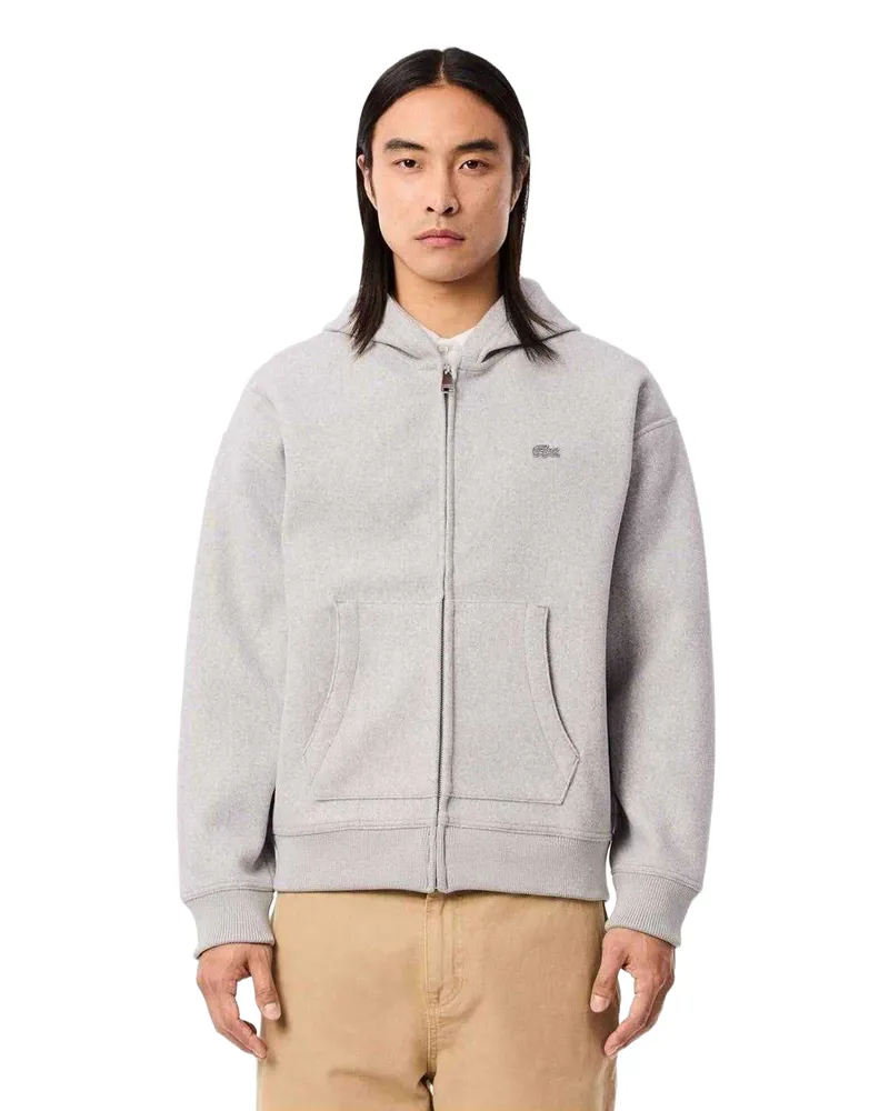 Lacoste Hoodie mit durchgehendem Reißverschluss für Herren, mit Kapuze (Grau Grau