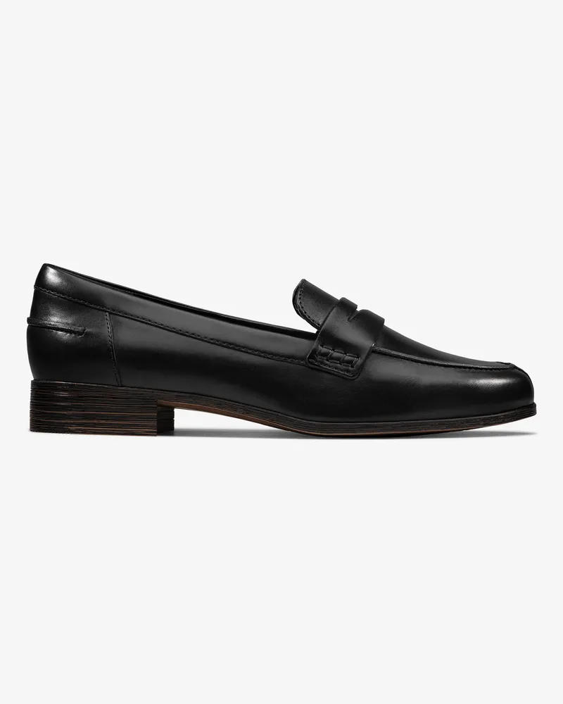 Clarks Hamble Slipper schwarze Lederschuhe Schwarz