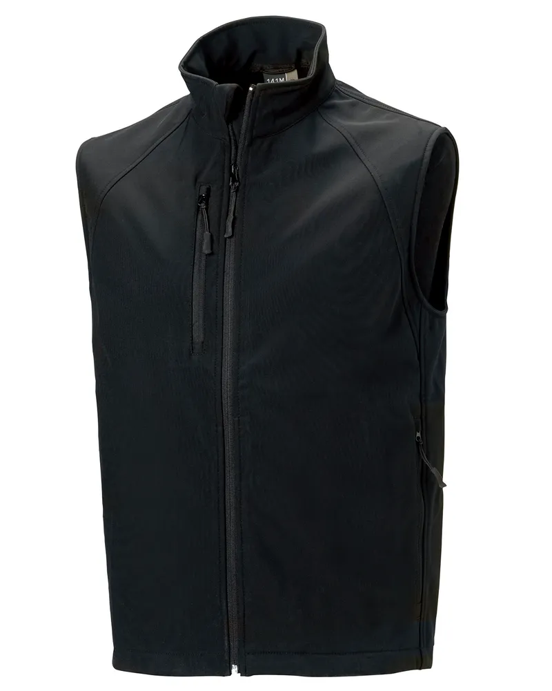 Russell Athletic Russell Mens 3 Layer Soft Shell Gilet Jacke (Schwarz Schwarz