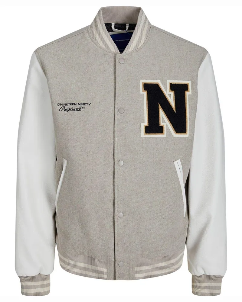 Jack & Jones Jack And Jones - Bomberjacke für Herren, Wollmischung, Regulär (Geschirr Hellgrau