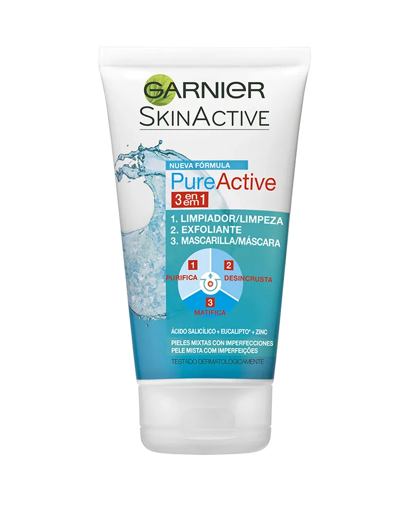 Garnier Pure Active 3 En 1 Gel Limpiador Piel Grasa 150 ml 