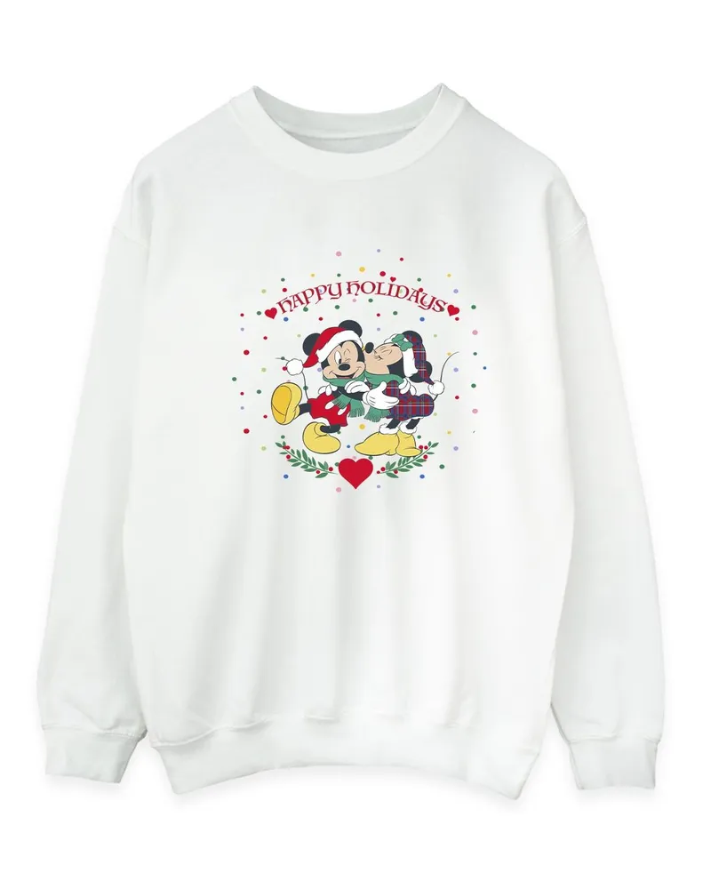 Disney Mickey Mouse Mickey Minnie Christmas" Sweatshirt für Herren (Weiß Weiß