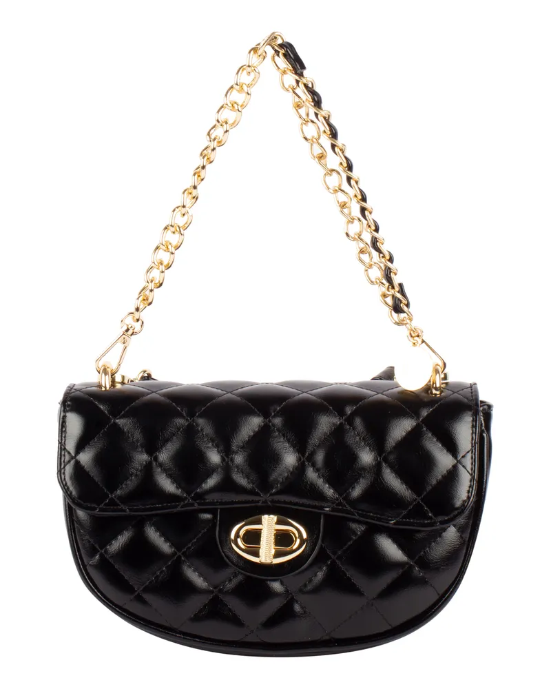 FAINA Schultertasche im Metallic-Look Damen schwarz Schwarz