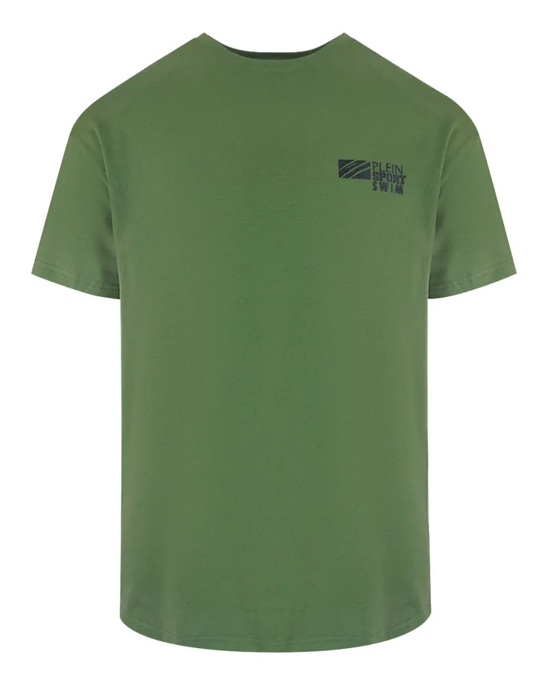 Philipp Plein Klassisches Kurzarm-Logo-T-Shirt in Oliv Oliv