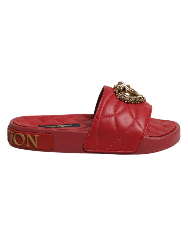 Dolce & Gabbana Rote Hingabe Matelassé Leder-Sandalen Rot