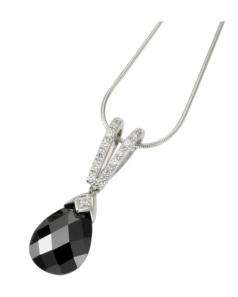 Celesta Silber Halskette Silber 925 rhodiniert 42+5cm mit Zirkonia-Steinen weiß und schwarz Silber