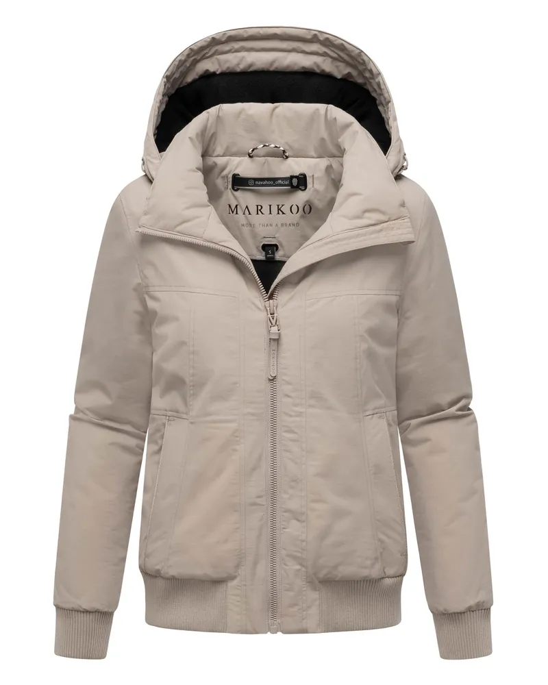 Marikoo Damen Winterjacke Mooni 16 im sportlichen Bomber-Stil mit Kapuze Beige