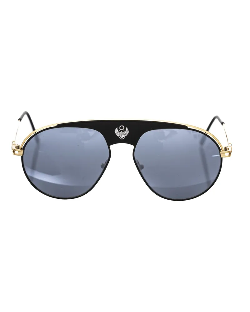 Frankie Morello Aviator-Sonnenbrille mit Scarab-Detail Schwarz