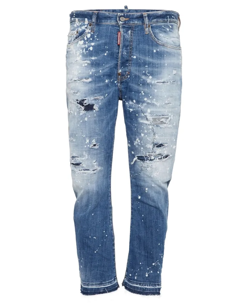 Dsquared2 Medium Sea Salt Wash Bro Jeans Navy Blue Blau