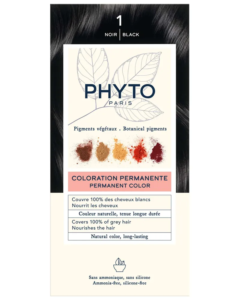PHYTO PHYTOCOLOR Permanente Haarfarbe — Farbe 1 Schwarz (Botanische Pigmentformel 