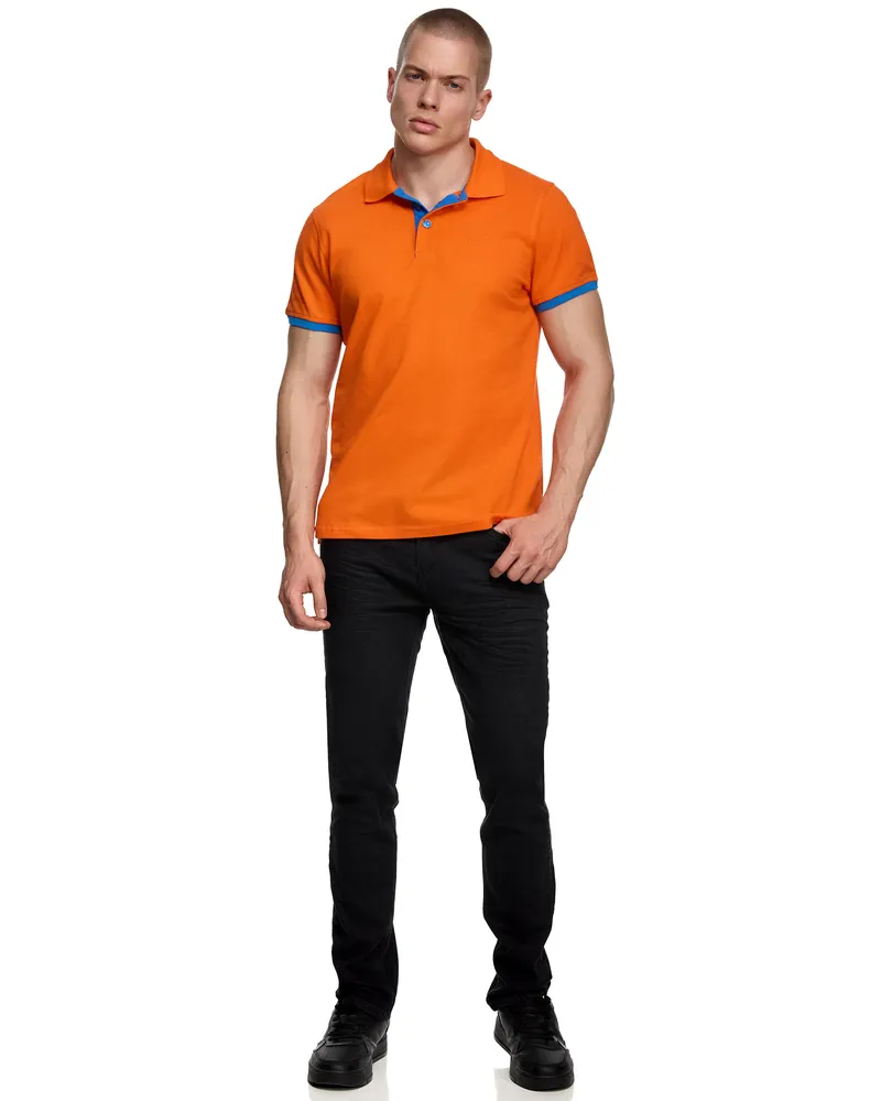 Rusty Neal Kontrast Polo Pique Shirt Regular Fit Orange
