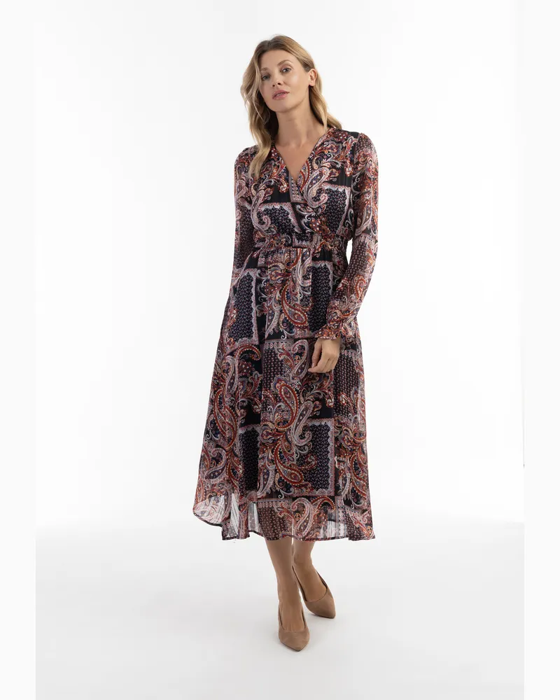 Usha Robe maxi avec imprimé paisley nowles Schwarz