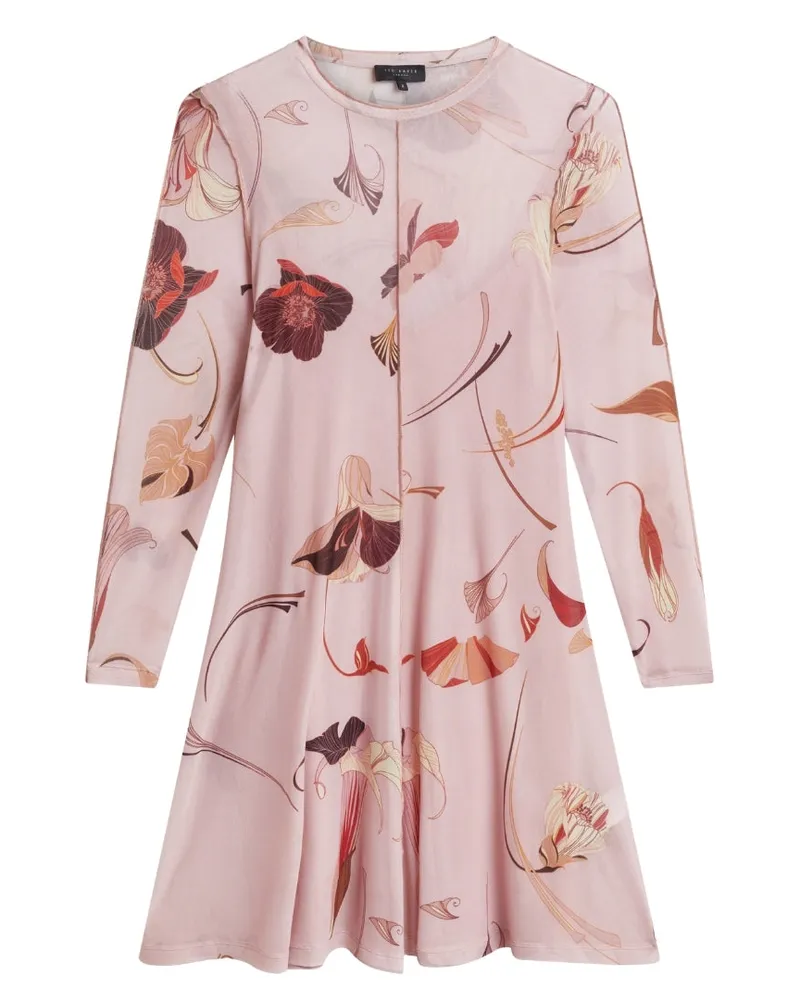 Ted Baker Mesh Langarm-midikleid In Hellrosa Altrosa