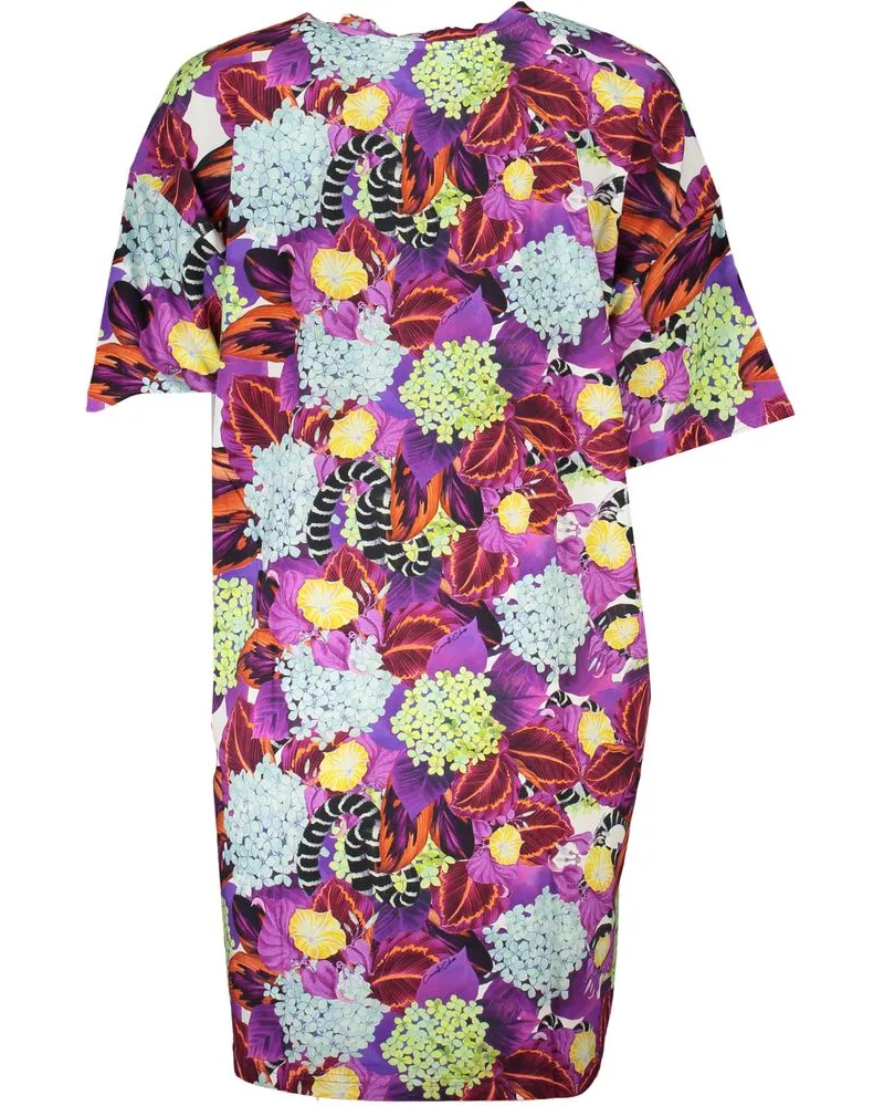 Roberto Cavalli Floral Print Seiden-Minikleid Lila