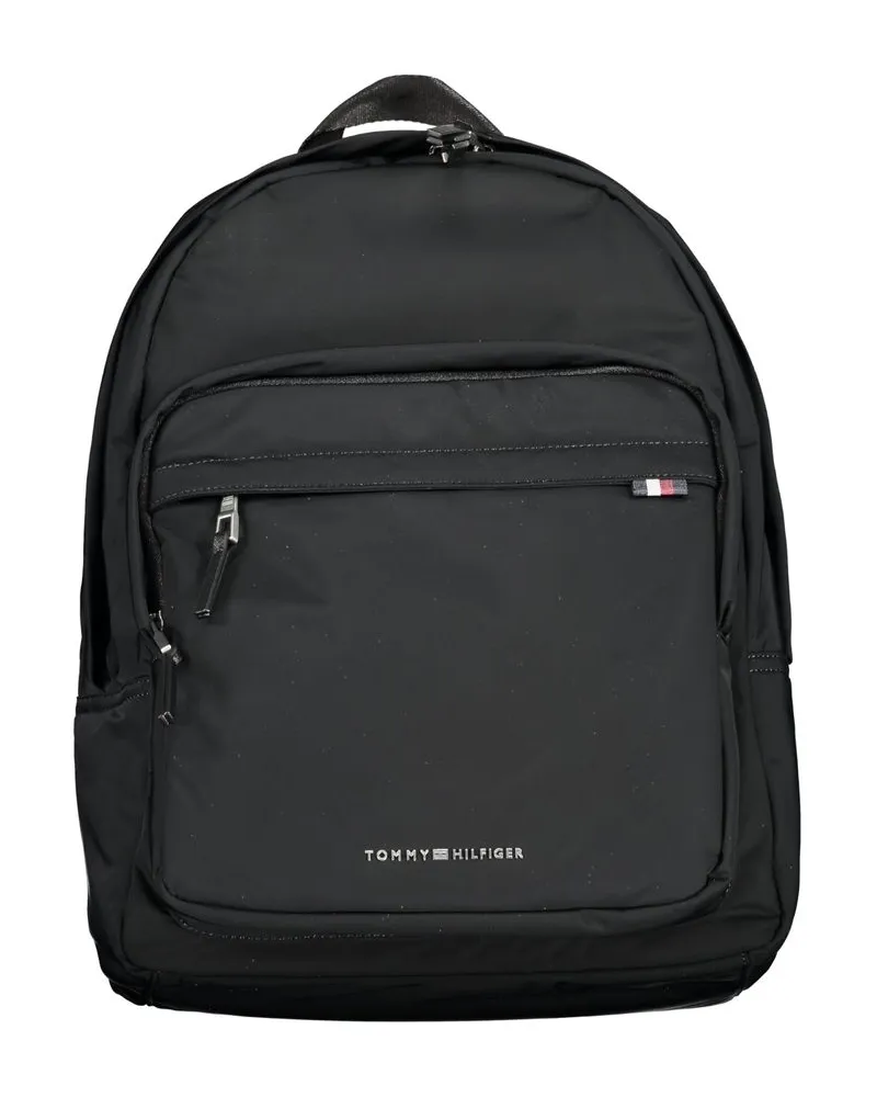 Tommy Hilfiger Schwarzer Polyester Herren Rucksack Schwarz