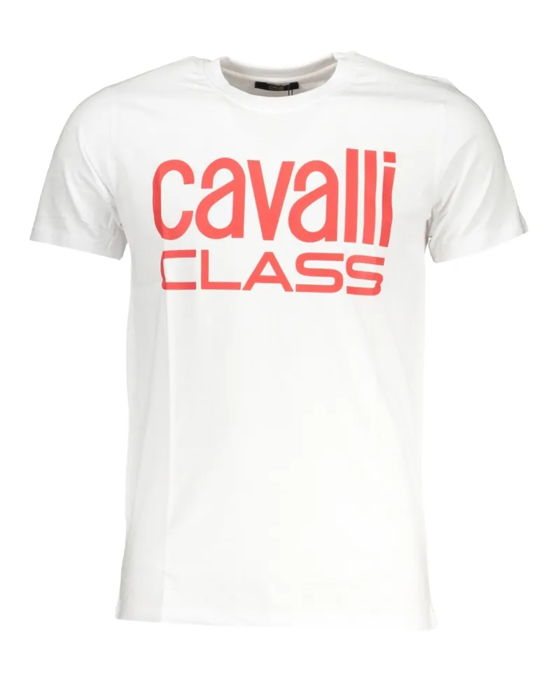 Roberto Cavalli Bold Red Logo Weißes T-Shirt Weiß