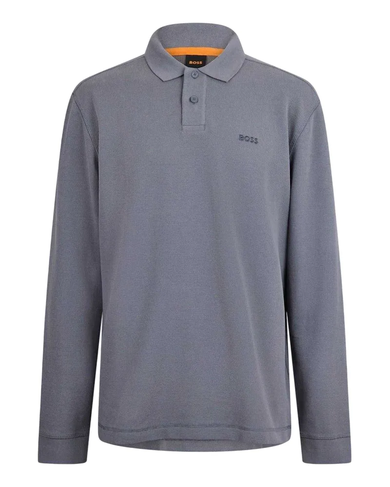 HUGO BOSS Poloshirt für Herren, Mit Kragen, Langärmlig (Grau Grau