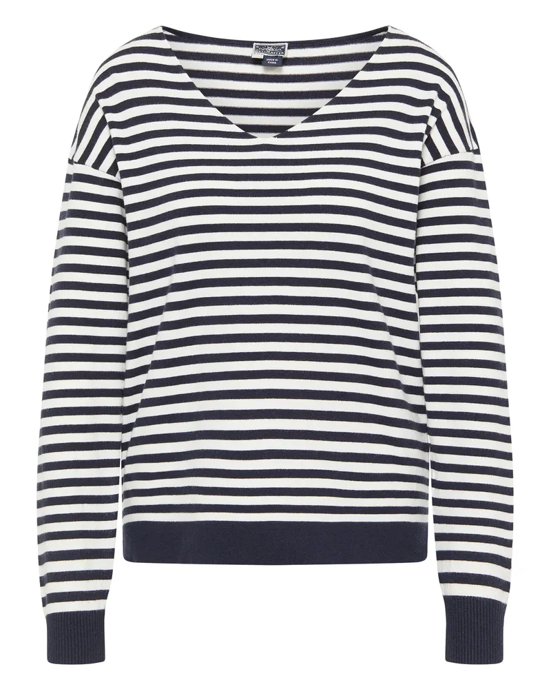 DreiMaster Strickpullover Damen Marine Wollweiss Marineblau