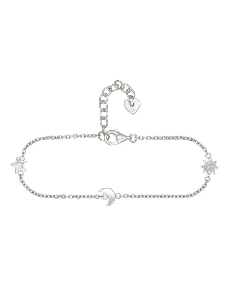 cai Armband 925 Sterling Silber rhodiniert Sonne - Mond - Stern Silber