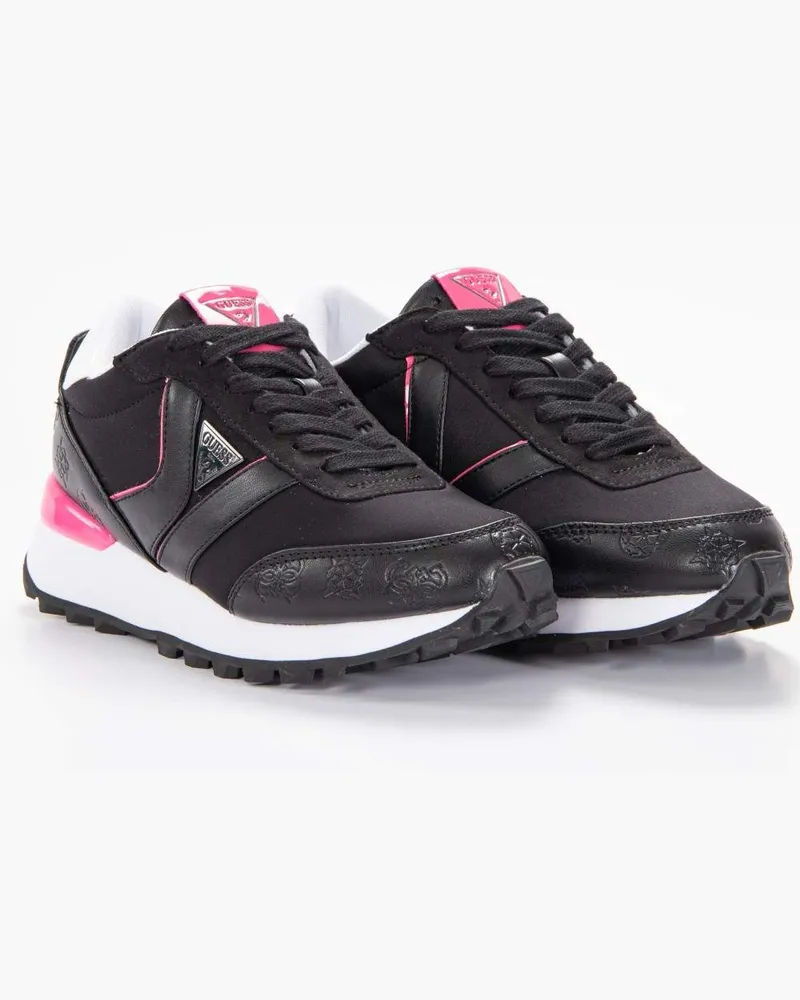 Guess Damen Sneaker Samsin Logo Waffelmuster Schwarz