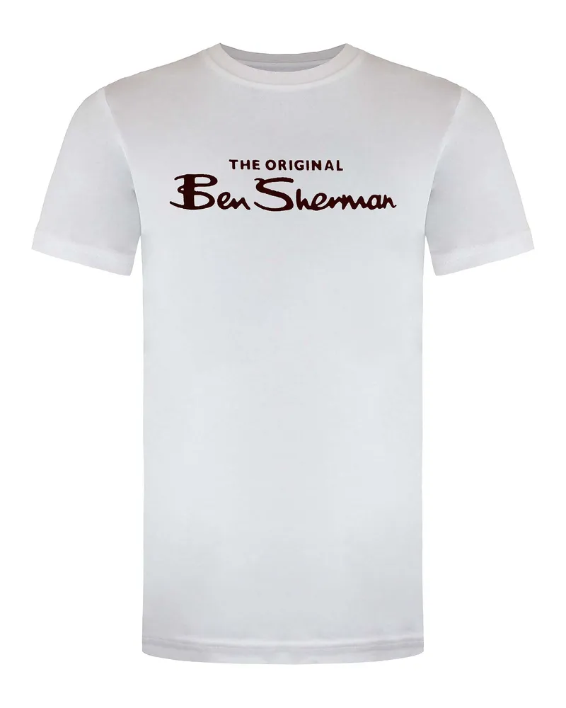 Ben Sherman Großes Logo Herren Weißes T-Shirt Weiß