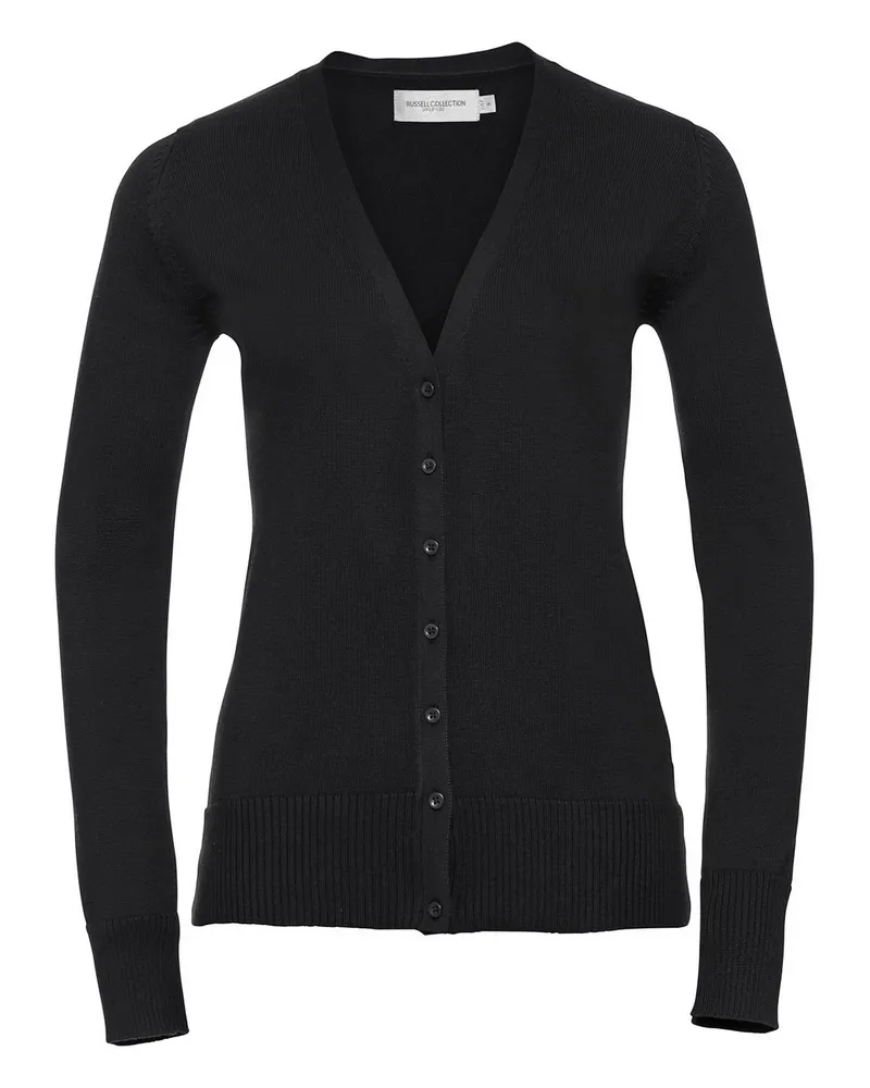 Russell Athletic Russell Collection - Strickjacke Tiefer V-Ausschnitt für Damen (Schwarz Schwarz