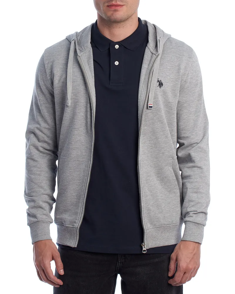 U.S. Polo Assn.  Herren-Kapuzenpullover mit Reißverschluss US41162009 Grau
