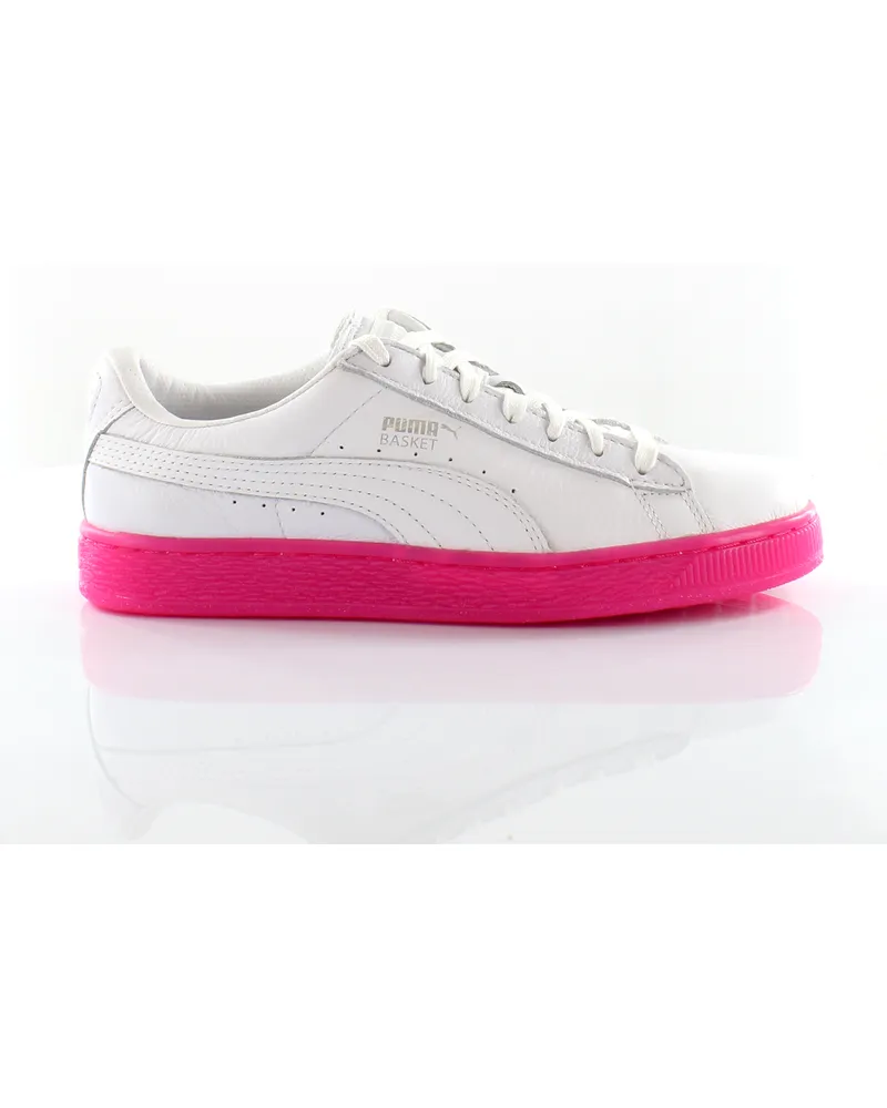 Puma Basket Classic Mono Ice Ref White Leder Womens Trainer 363117 01 Weiß