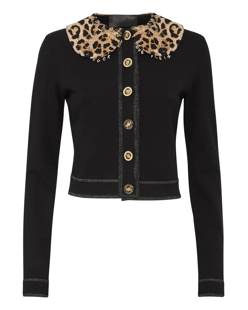 Philipp Plein Strickjacke Leopard Schwarz