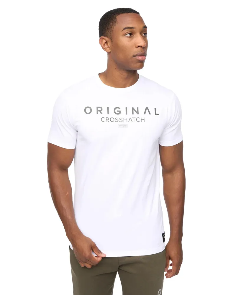 CrossHatch Jamals" T-Shirt für Herren (Weiß Weiß
